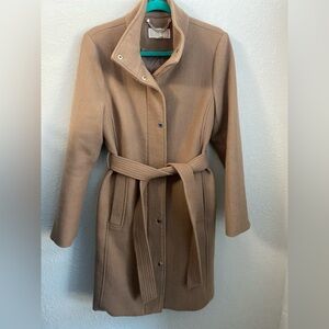 Gorgeous Michael Kors Wool Blend Coat Zipper Front Gold Hardware Belted Women S